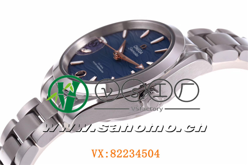 VS廠歐米茄海馬150女士腕表海浪藍盤金針產(chǎn)品展示